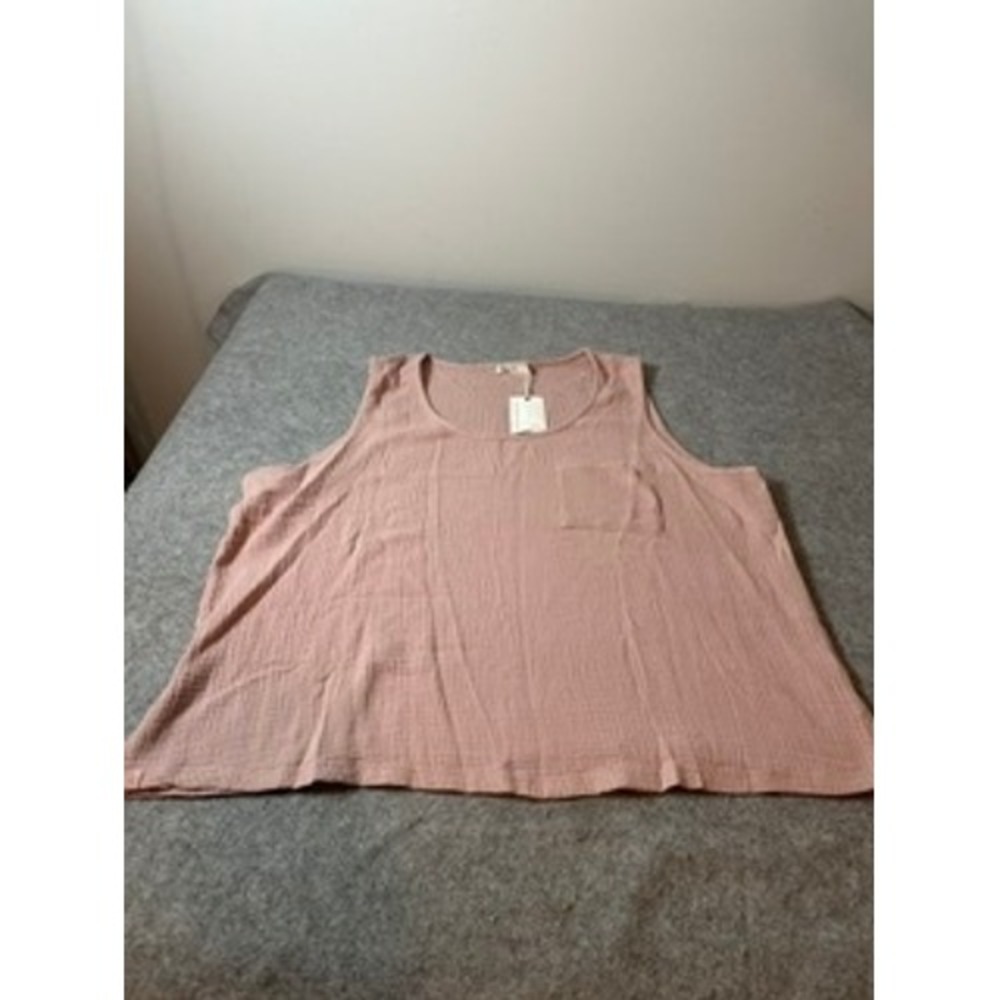 Barefoot Dreams Malibu Gauze Tank Top Pink 1X NWT Beachy Minimalist Earthy